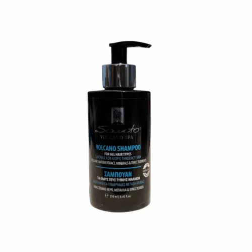 Shampooing eau volcanique pour tous types de cheveux 250 ml Olive Spa, flacon avec pompe, adapté aux peaux sujettes à l’acné et extrait d’eau volcanique.