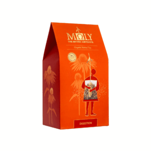 Scatola di tisana biologica Moly Digestion, contenente 10 bustine di tisane.