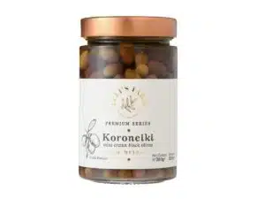 Small green olives in brine. Koroneiki variety. Elli's Farm.