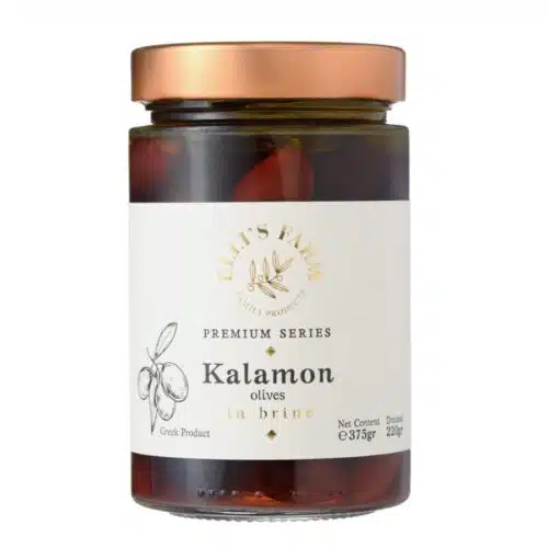 Kalamon olives in brine. Elli's Farm.
