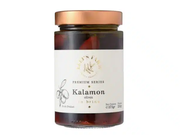 Kalamon olives in brine. Elli's Farm.