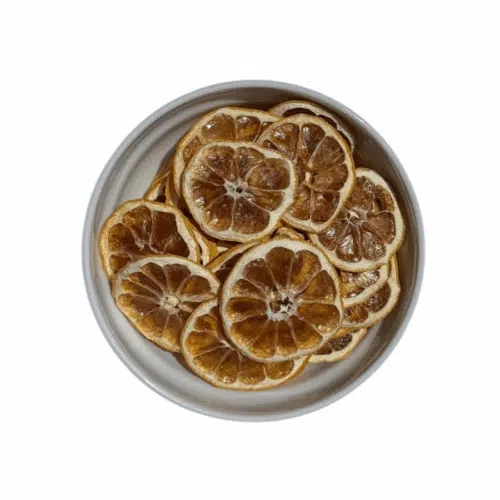 Tranches de citrons grecs séchées maison vues de dessus