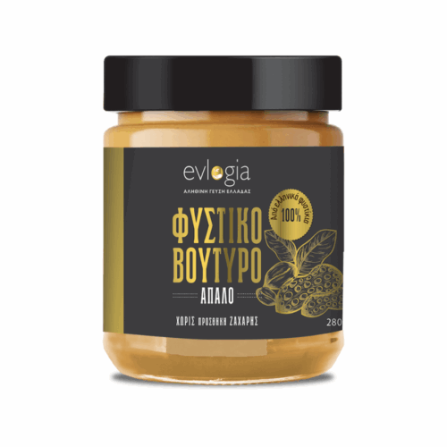 Beurre de cacahuète doux Evlogia 280 g – pot en verre avec étiquette noire et or