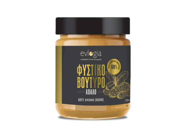 Beurre de cacahuète doux Evlogia 280 g – pot en verre avec étiquette noire et or