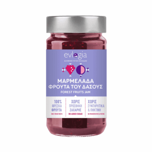 Confiture de fruits des bois Evlogia 280 g – sans sucre ajouté, sans conservateurs ni pectine