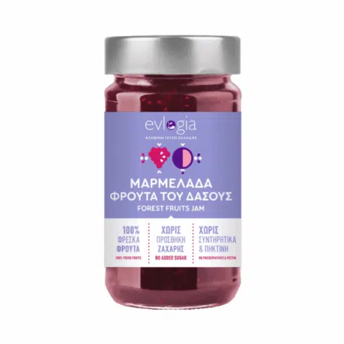 Confiture de fruits des bois Evlogia 280 g – sans sucre ajouté, sans conservateurs ni pectine