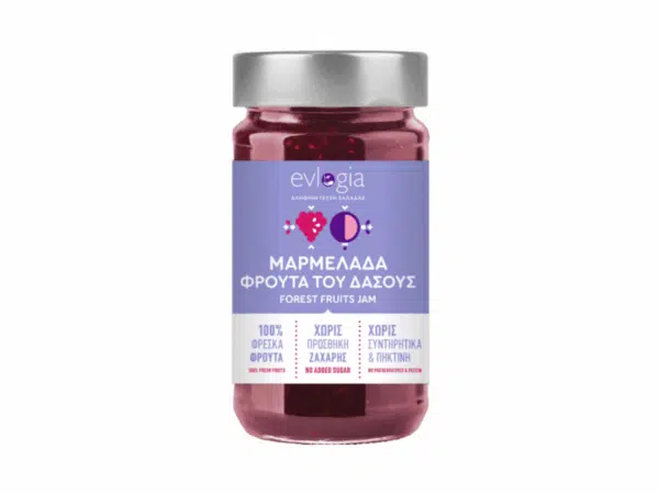 Confiture de fruits des bois Evlogia 280 g – sans sucre ajouté, sans conservateurs ni pectine