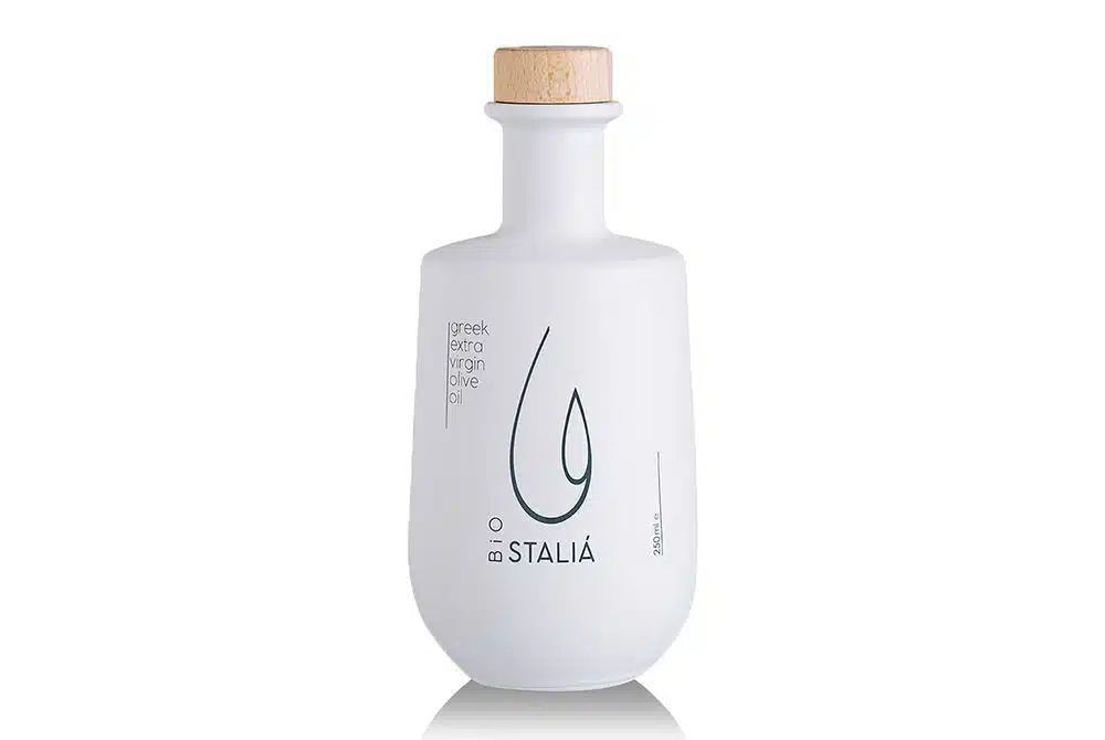 Staliá βιολογικό έξτρα παρθένο ελαιόλαδο 250 ml λευκό κεραμικό μπουκάλι. Τεχνική ανάλυση του ελαιολάδου Stalia.