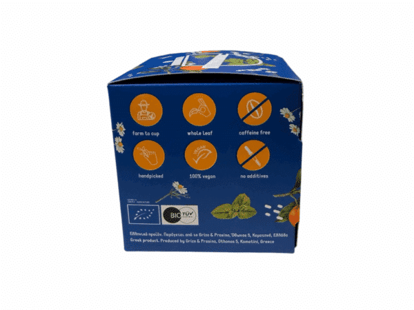 Piktogramme und Kennzeichnungen von Bio Kamille, Melisse und Mandarine - Grizo & Prasino - 30 g