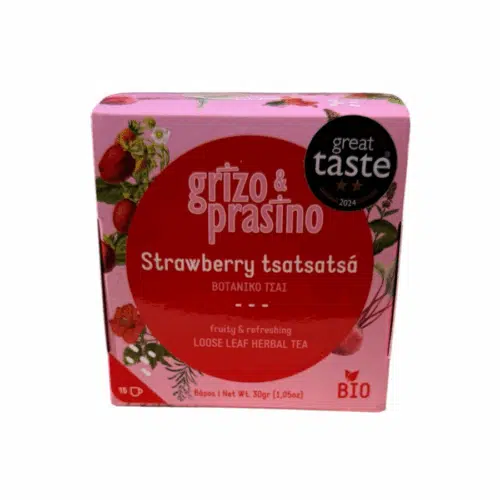 Infusion fraise menthe verte roselle romarin 30 g Grizo & Prasino – boîte vue avant