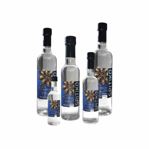 Ouzo crétois Spitiko Meraki 500 ml – 100 % distillation avec anis, mastiha et herbes de Crète