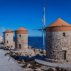 Windmills in the port of Mandraki - private tour of Rhodes town