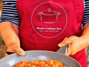 Kochkurs in Rhodos mit Zubereitung von griechischen Gerichten.