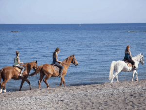 Balade à cheval sur la plage à Rhodes