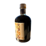 Liqueur de caroube grecque sans sucre ajouté Makryonitis 500 ml, vue latérale avec informations produit