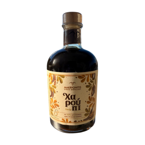 Liqueur de caroube grecque sans sucre ajouté Makryonitis 500 ml en bouteille en verre