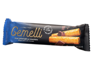 Sticks de baklava au chocolat Vrettos Gemelli 2×30 g – face avant du paquet