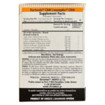 Il retro della tisana Karteraki CHAI riporta la composizione di erbe cretesi, spezie, dosi per bustina e informazioni del produttore.