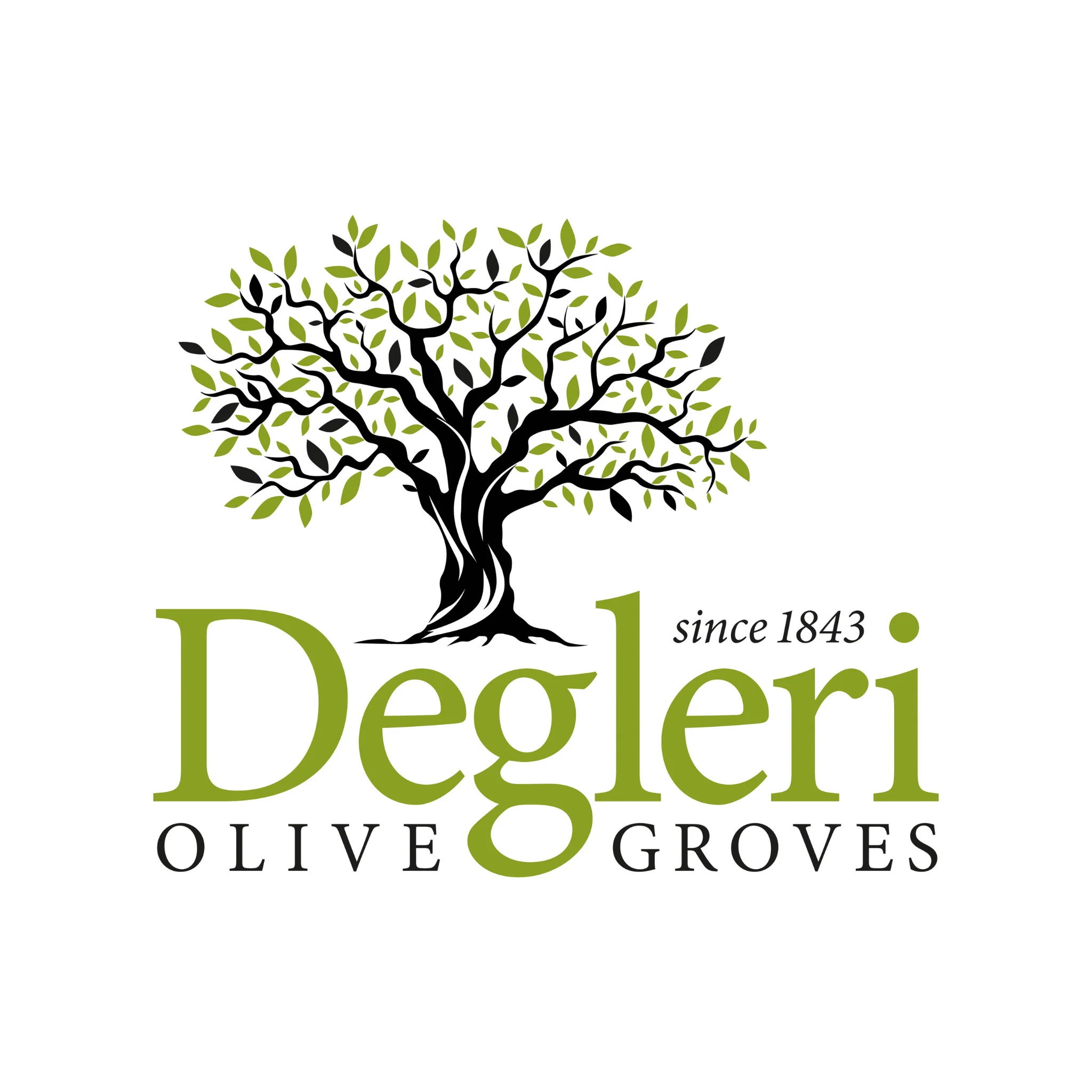 Το λογότυπο των Ελαιουργείων Δέγλερη, παραγωγών εξαιρετικά παρθένου ελαιολάδου από το 1843.