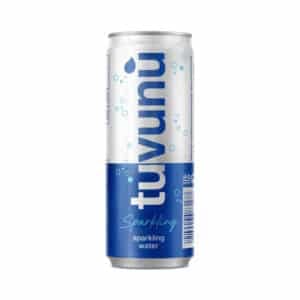 Canette d’eau gazeuse Tuvunu 300 ml, pétillante et rafraîchissante, produit en Grèce.