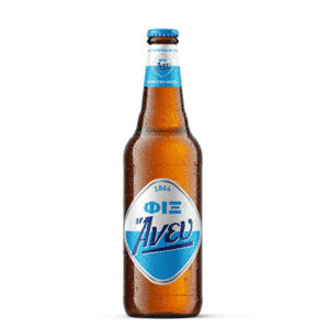 Bottiglia di birra analcolica Fix Anéf da 500 ml, prodotta in Grecia