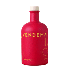 Φιάλη 500 ml ελληνικού έξτρα παρθένου ελαιολάδου Vendema, μοντέρνου κόκκινου σχεδιασμού