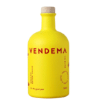 Bottiglia da 500 ml di olio extravergine di oliva biologico Vendema, design moderno e giallo