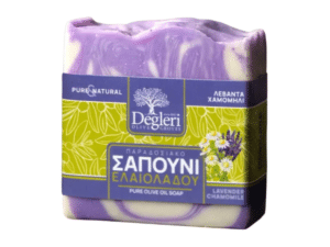 Savon à l’huile d’olive Degleri, parfum lavande et camomille