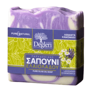 Sapone all'olio d'oliva Degleri, profumo di lavanda e camomilla
