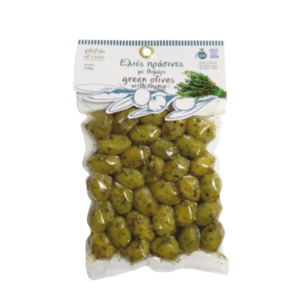 Olive verdi Physis di Creta sottovuoto con timo 250 g