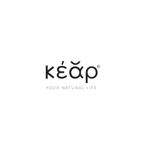 Ένα ασπρόμαυρο λογότυπο της λέξης "Kear Life" σε μοντέρνα γραμματοσειρά.